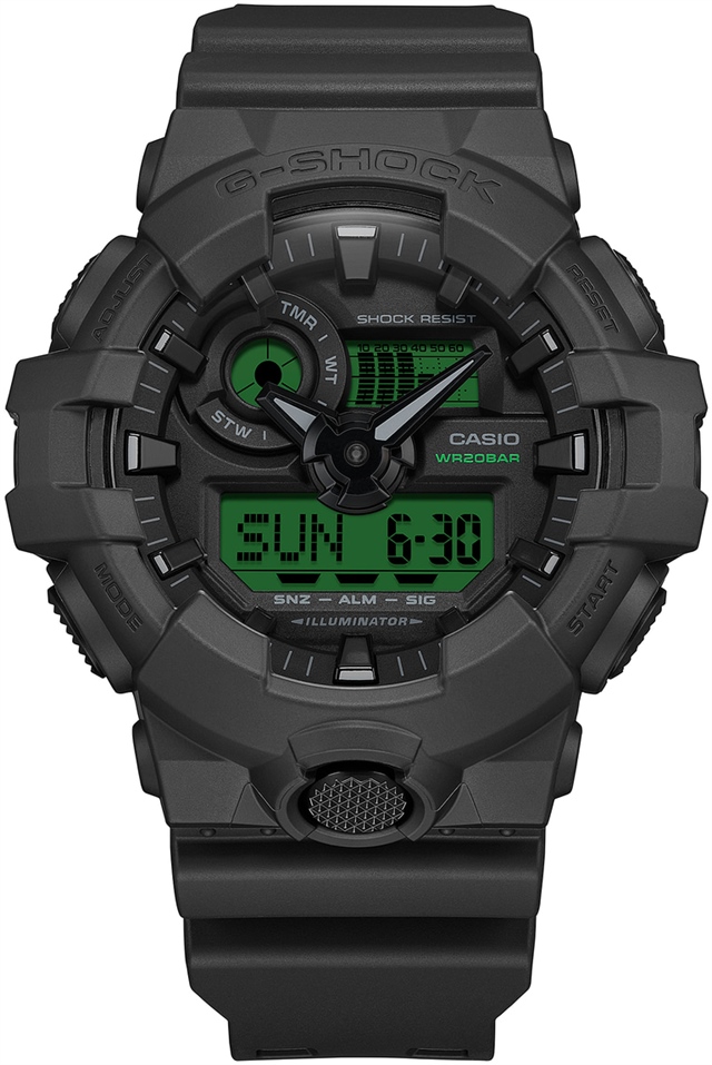Casio выпустила пять G-SHOCK BLACK AND ELECTRO GREEN с зелеными дисплеями