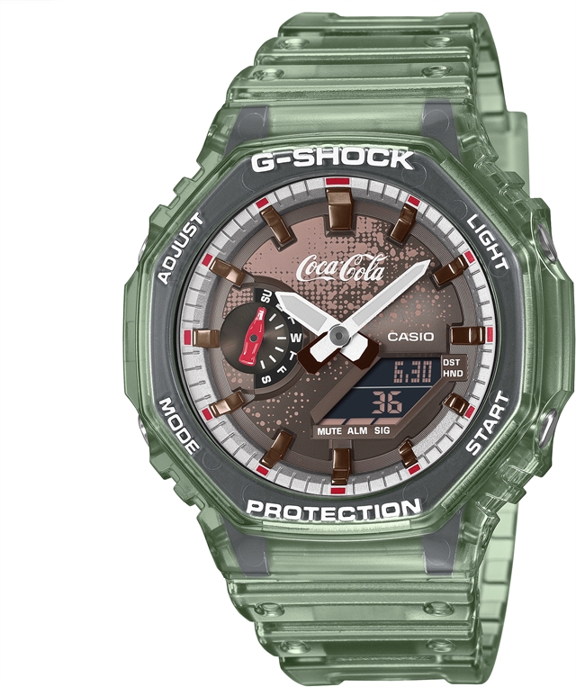 Casio G-SHOCK GA-2100CC-3AJR отметил 140-летие Coca-Cola прозрачным зеленым корпусом