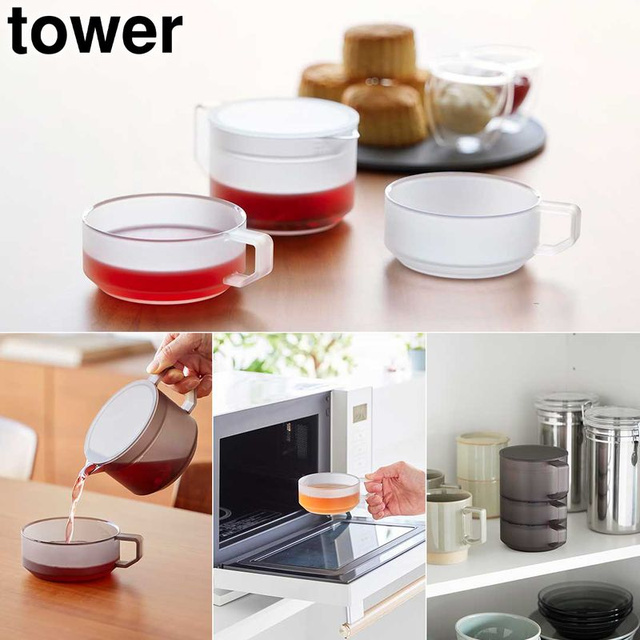 Yamazaki представила небьющиеся чайники и чашки tower из прозрачного тритана